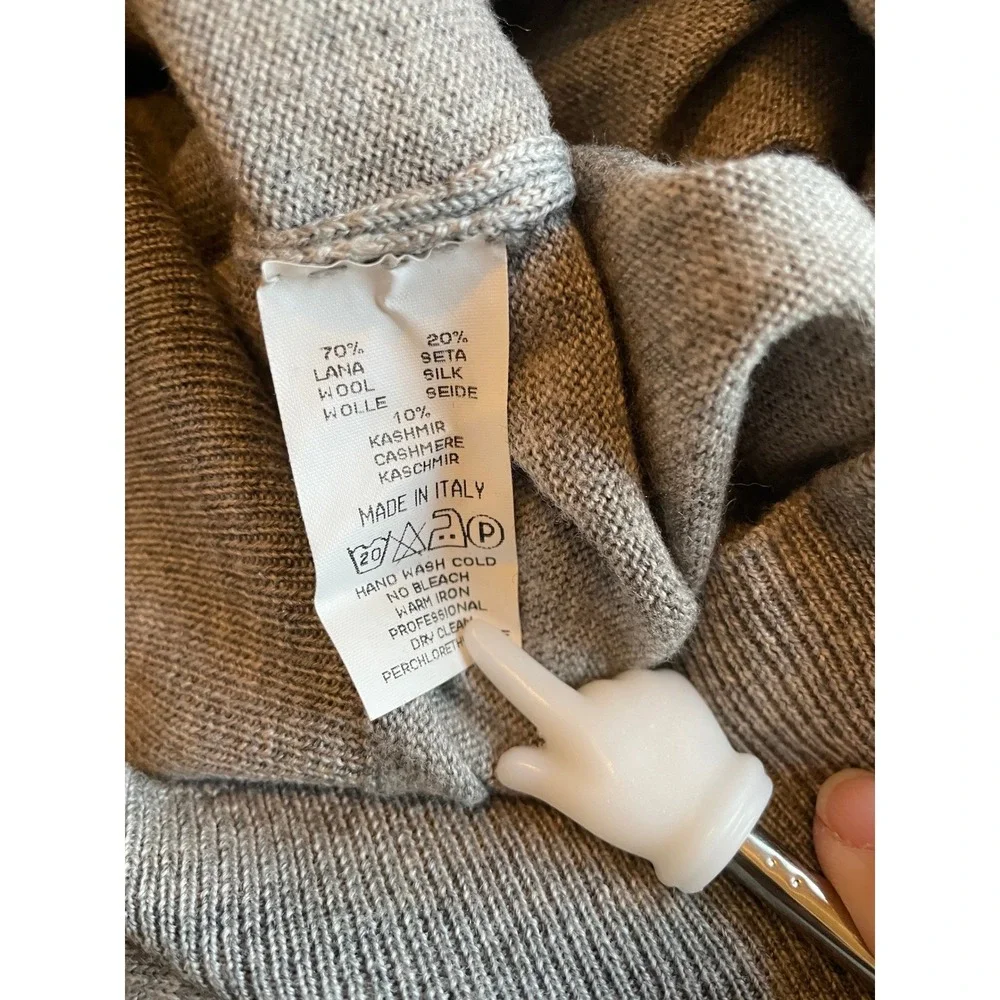 Mr. Sid Mens Size L Gray Wool Silk Cashmere Mock Neck Sweater Made in Italy